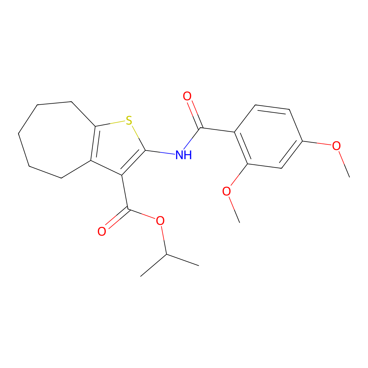 isopropyl 2-[(2,4-dimethoxybenzoyl)amino]-5,6,7,8-tetrahydro-4H-cyclohepta[b]thiophene-3-carboxylate molecular structure, CAS 6353-37-3