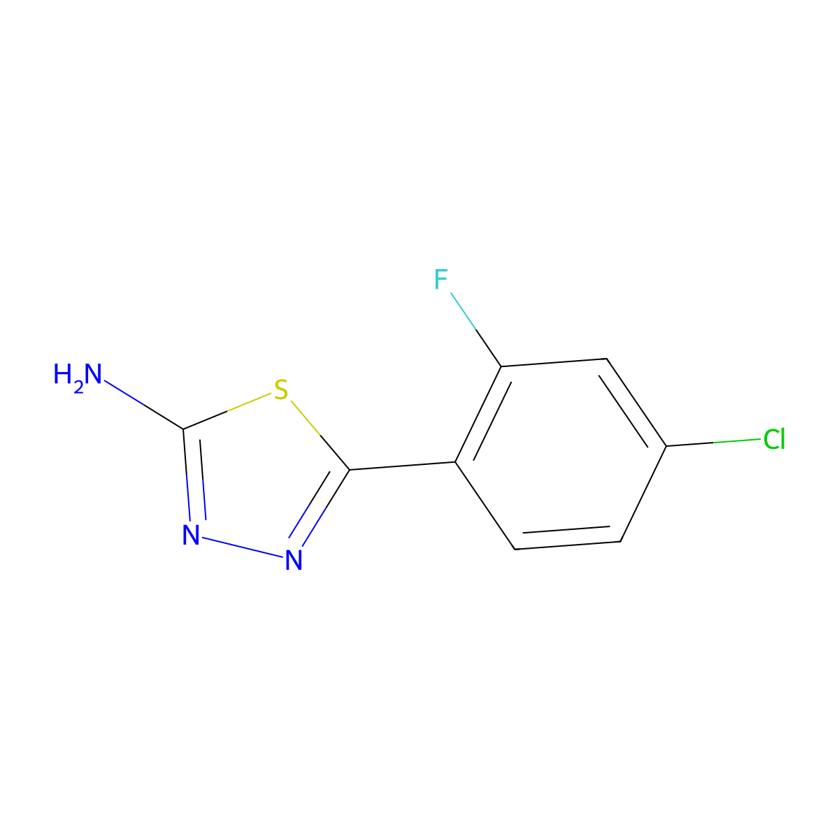 5-(4-Chloro-2-fluorophenyl)-1,3,4-thiadiazol-2-amine molecular structure, CAS 635301-09-6