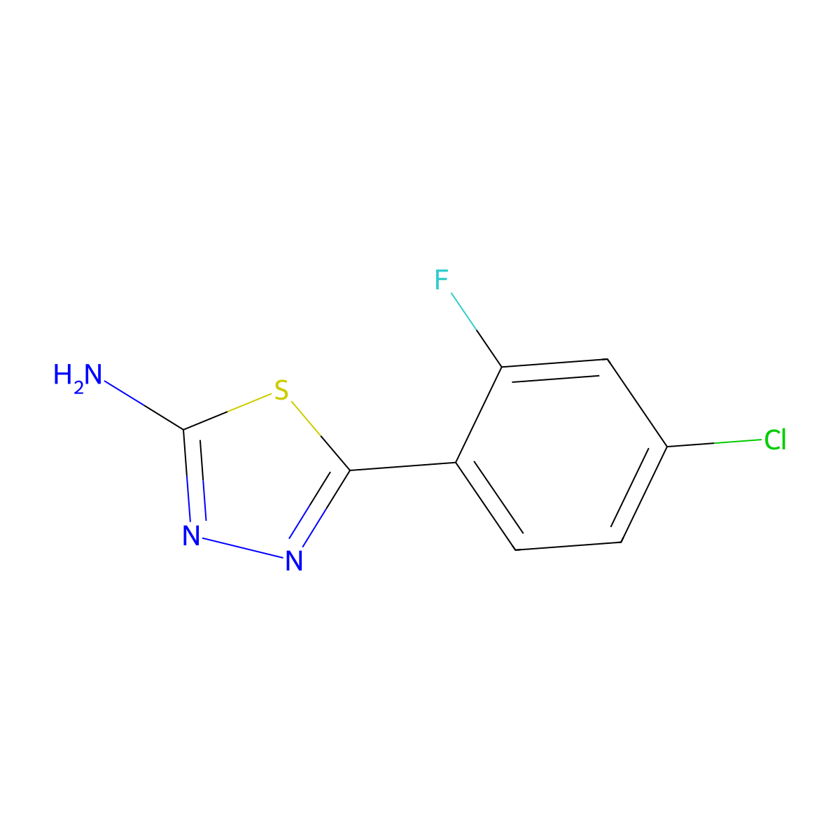 5-(4-Chloro-2-fluorophenyl)-1,3,4-thiadiazol-2-amine molecular structure, CAS 635301-09-6