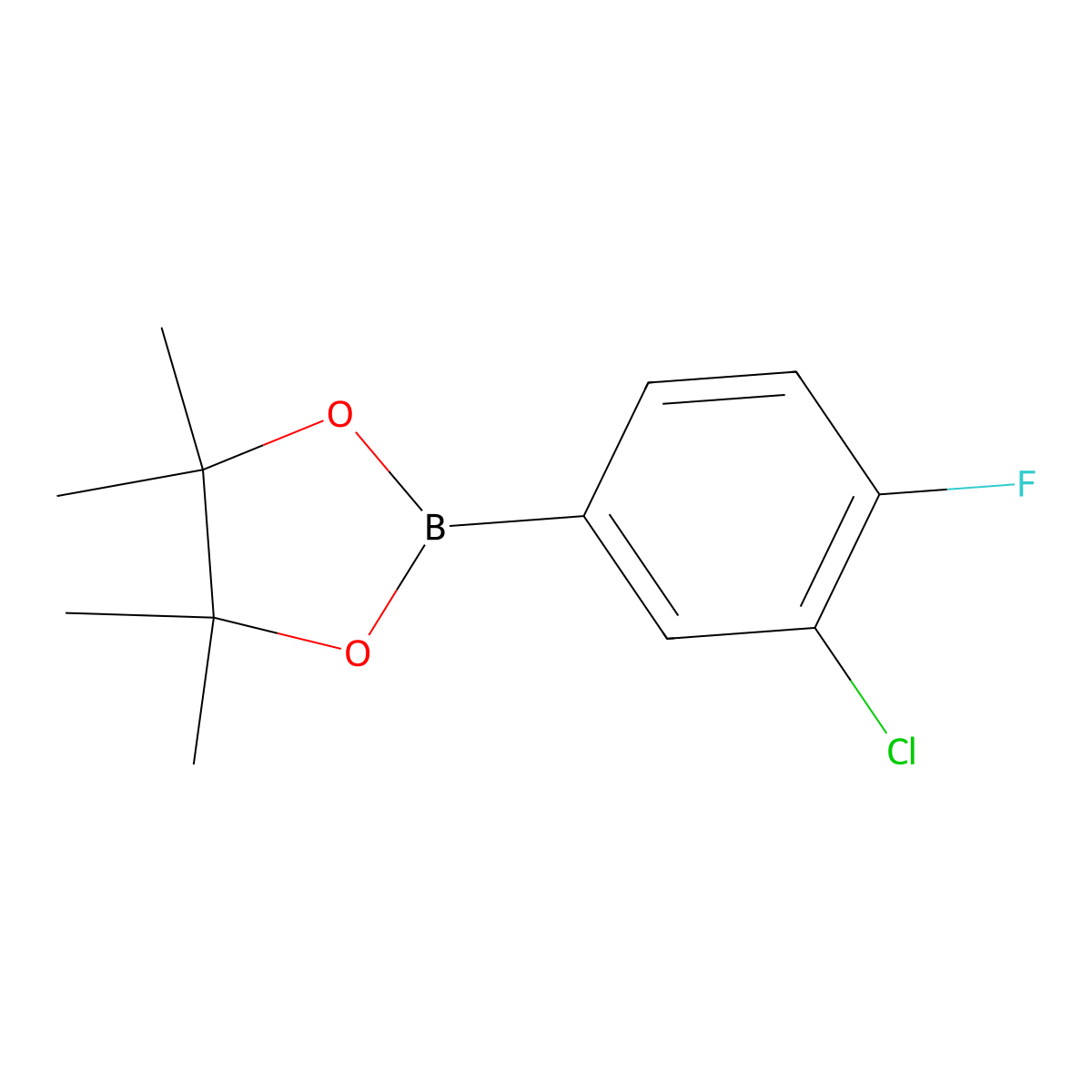 2-(3-Chloro-4-fluorophenyl)-4,4,5,5-tetramethyl-1,3,2-dioxaborolane molecular structure, CAS 635305-46-3