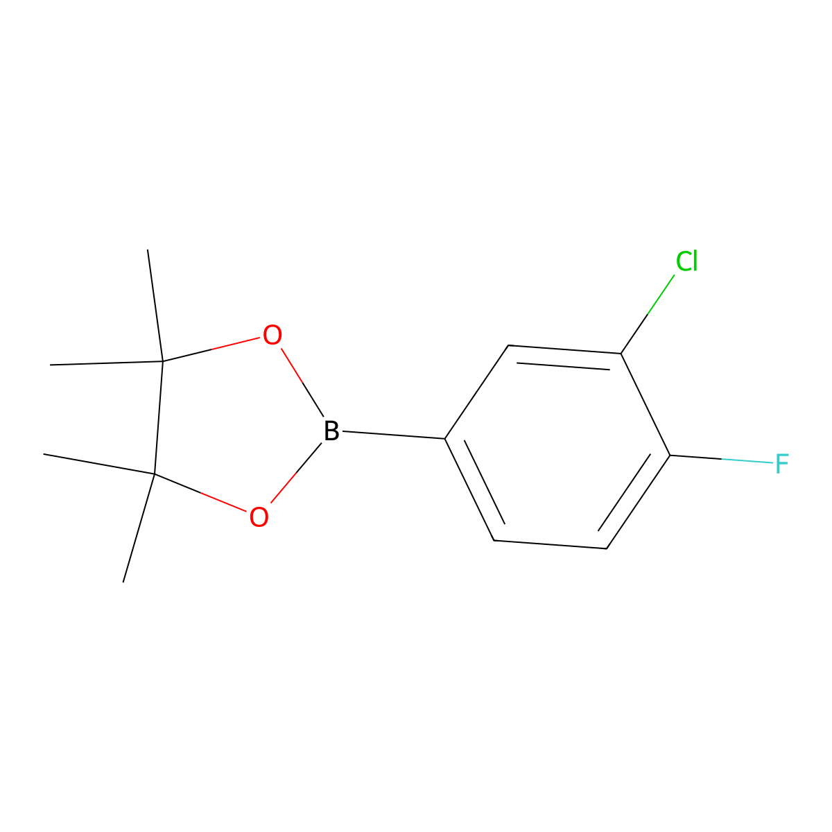 2-(3-Chloro-4-fluorophenyl)-4,4,5,5-tetramethyl-1,3,2-dioxaborolane molecular structure, CAS 635305-46-3
