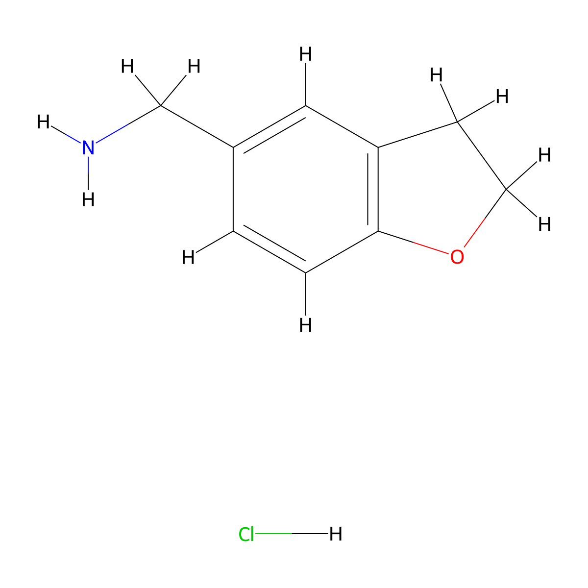 (2,3-Dihydrobenzofuran-5-yl)methanamine hydrochloride molecular structure, CAS 635309-62-5