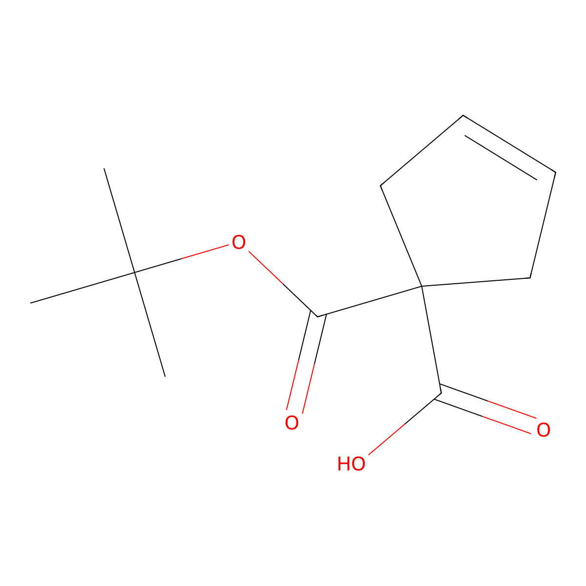 1-[(Tert-butoxy)carbonyl]cyclopent-3-ene-1-carboxylic acid molecular structure, CAS 635318-61-5