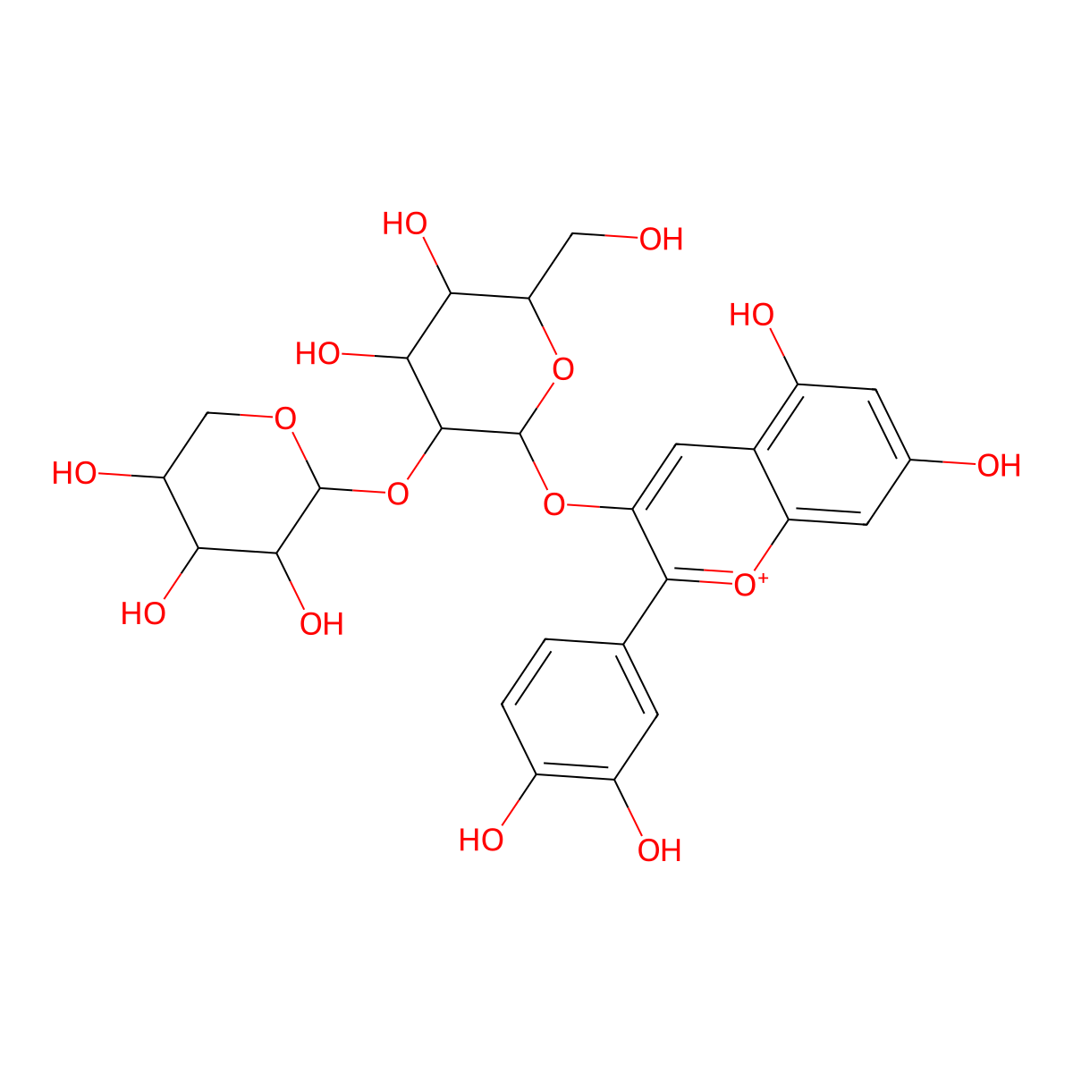 Cyanidin 3-O-beta-D-sambubioside molecular structure, CAS 63535-17-1