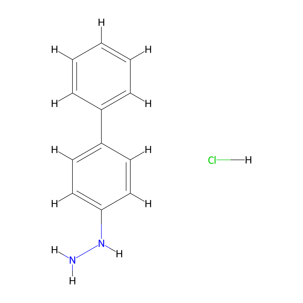 Hydrazine, (4-biphenylyl)-, hydrochloride molecular structure, CAS 63543-02-2