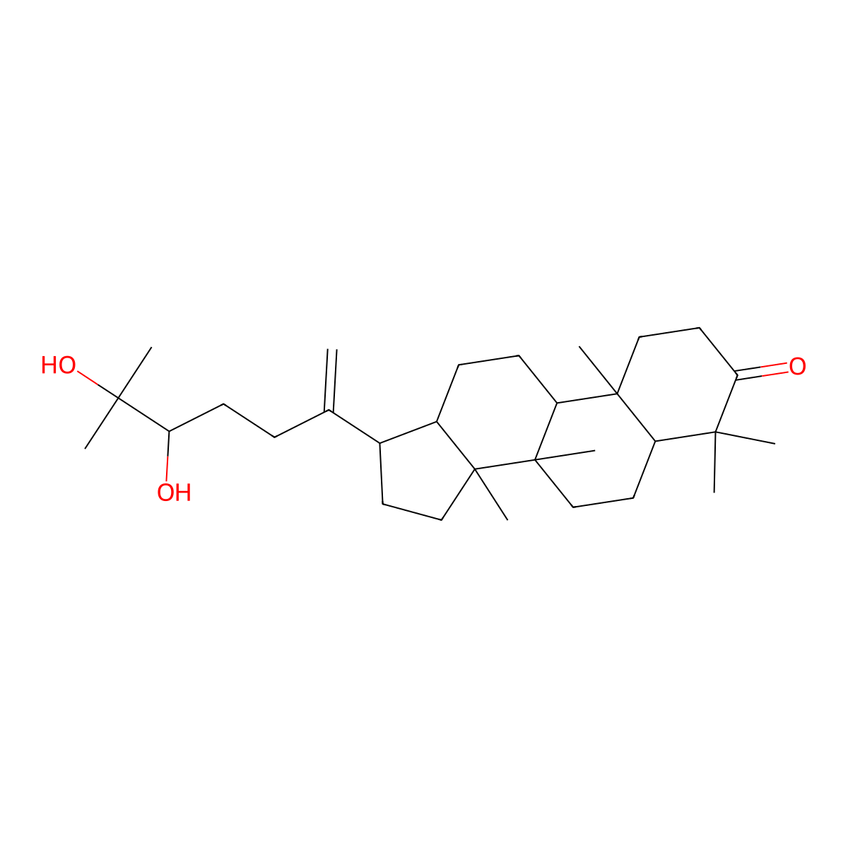 Dammar-20-en-3-one, 24,25-dihydroxy-, (24R)- molecular structure, CAS 63543-53-3