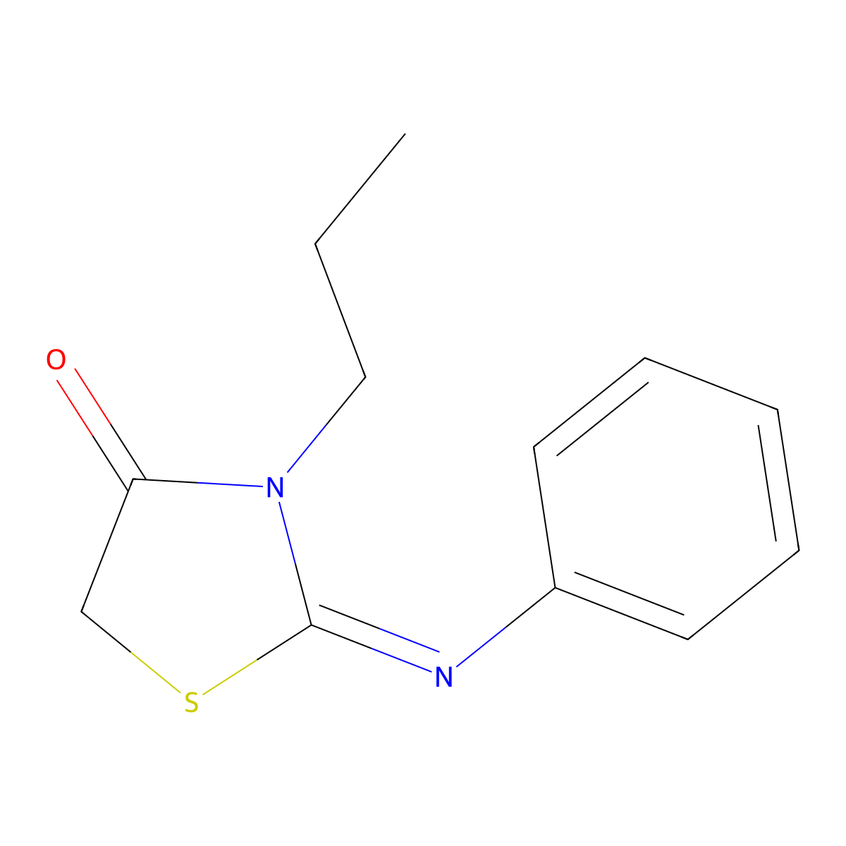 (2E)-2-(phenylimino)-3-propyl-1,3-thiazolidin-4-one molecular structure, CAS 63543-89-5