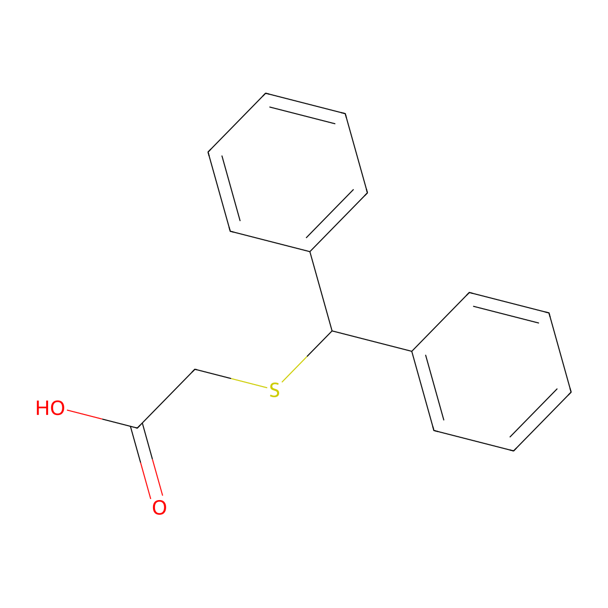 2-Benzhydrylsulfanylacetic acid molecular structure, CAS 63547-22-8