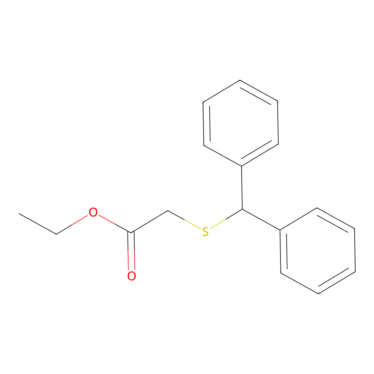 Ethyl 2-(benzhydrylthio)acetate molecular structure, CAS 63547-23-9