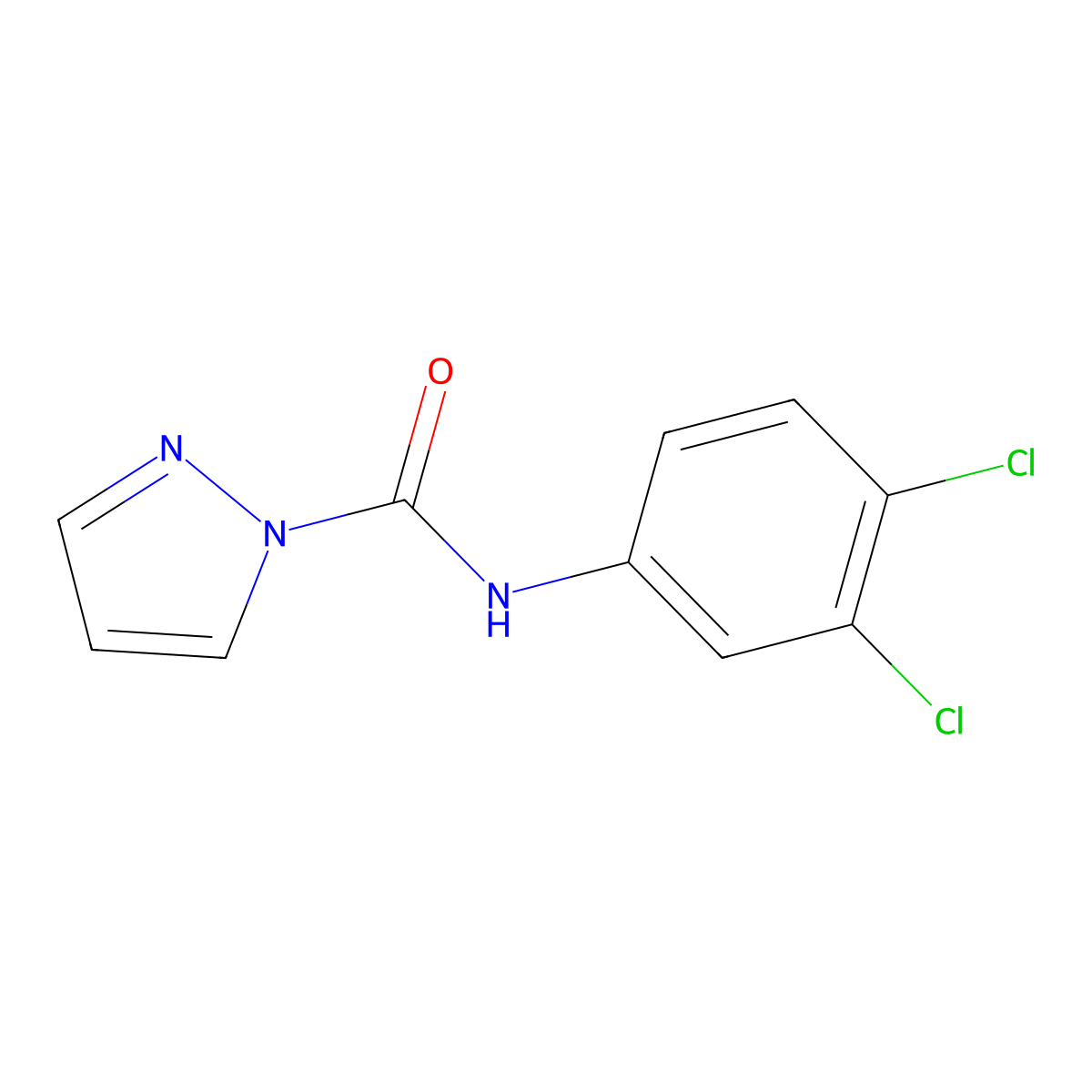 N-(3,4-dichlorophenyl)pyrazole-1-carboxamide molecular structure, CAS 6355-23-3