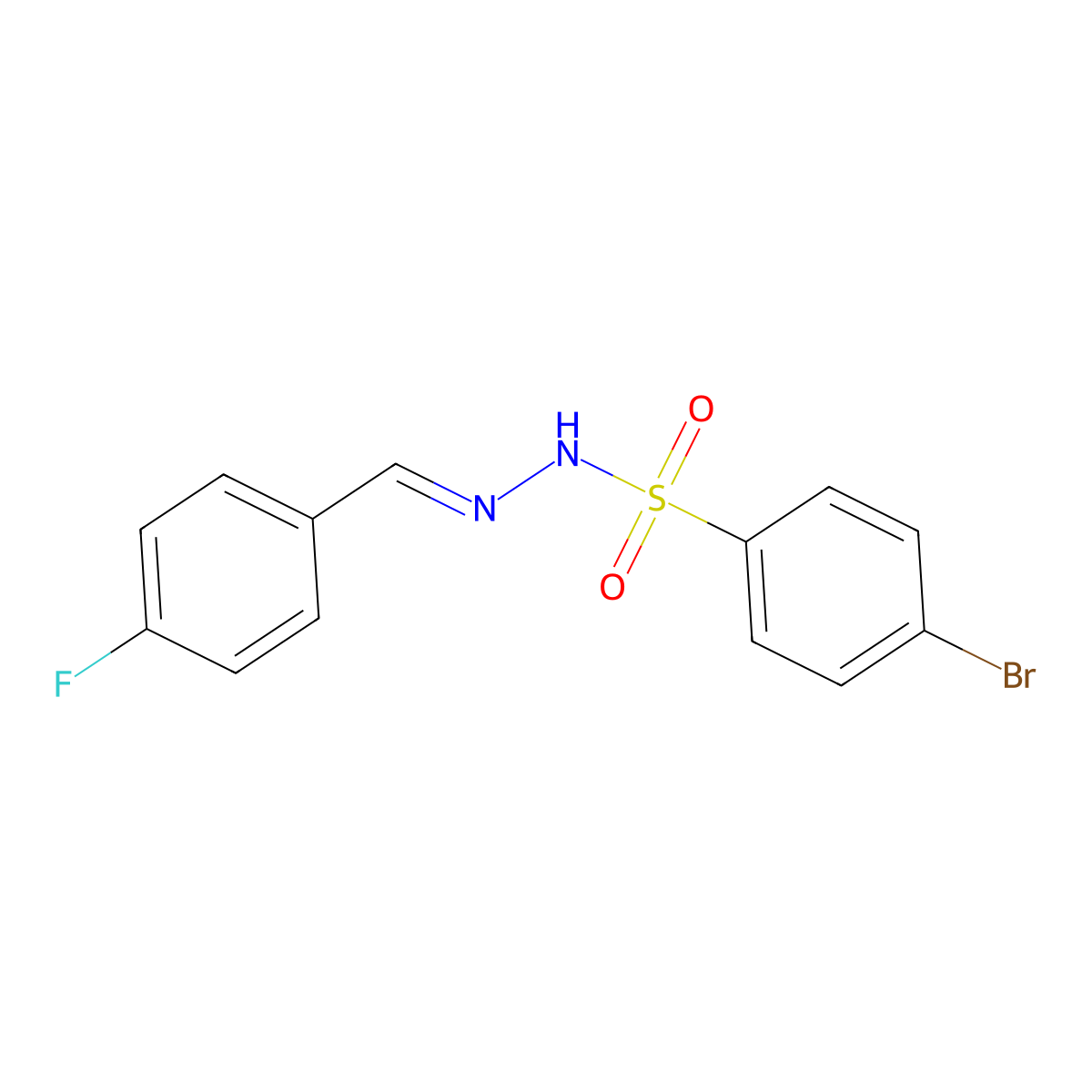 4-bromo-N-[(4-fluorophenyl)methylideneamino]benzenesulfonamide molecular structure, CAS 6355-24-4