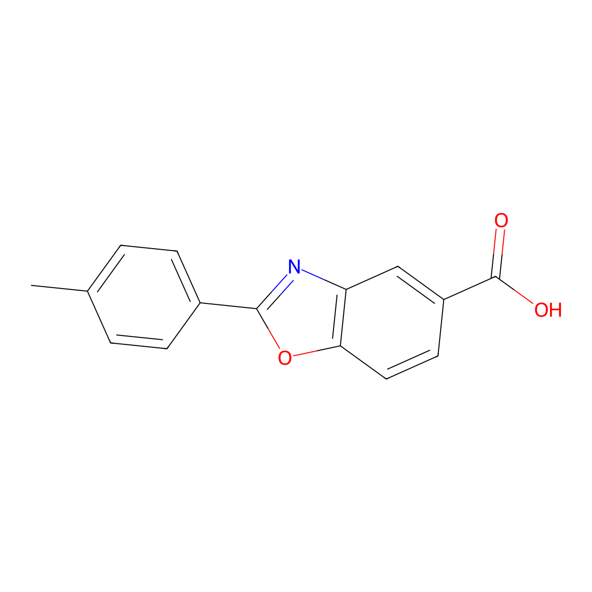 2-p-Tolylbenzo[d]oxazole-5-carboxylic acid molecular structure, CAS 63556-98-9