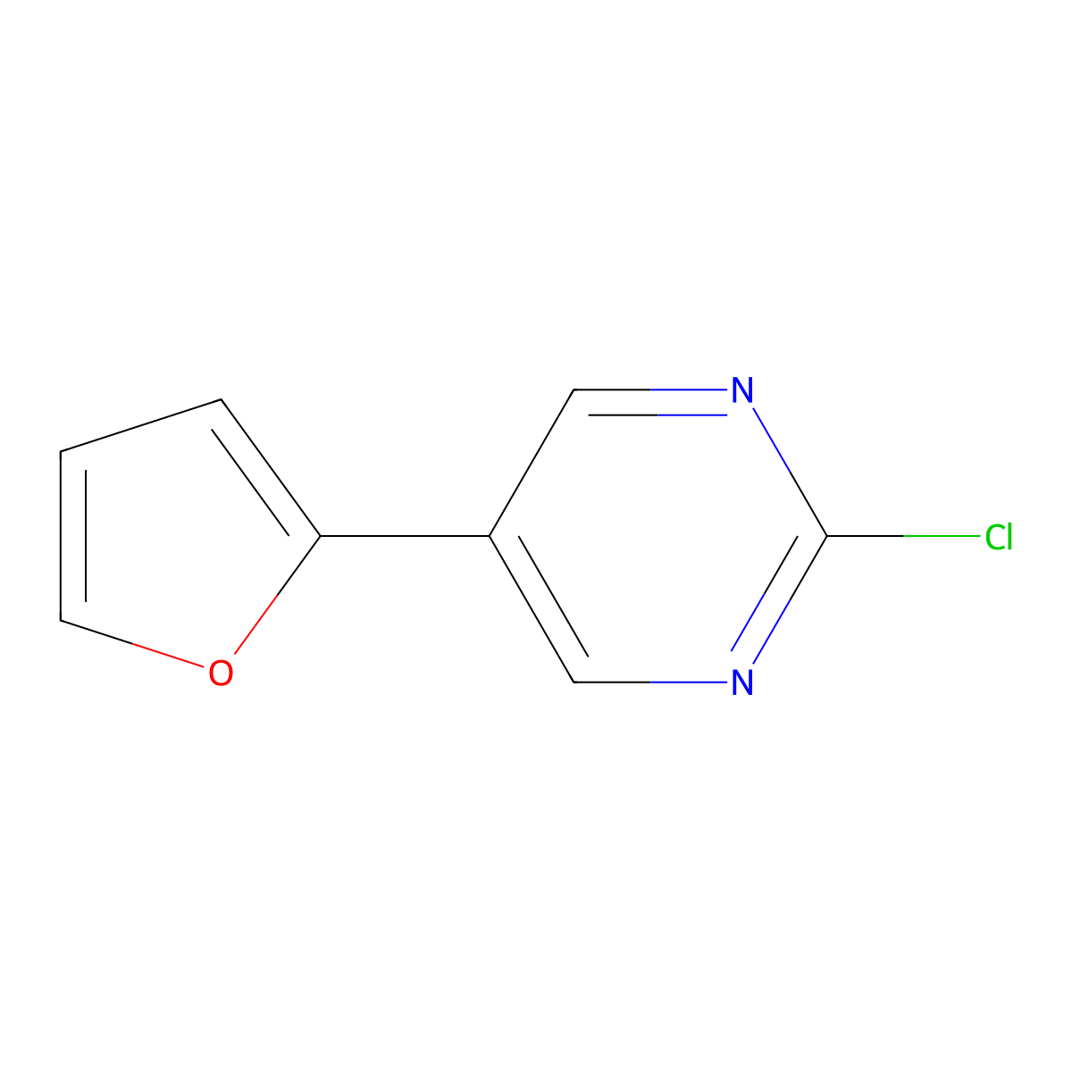 2-Chloro-5-(2-furyl)pyrimidine molecular structure, CAS 63558-66-7