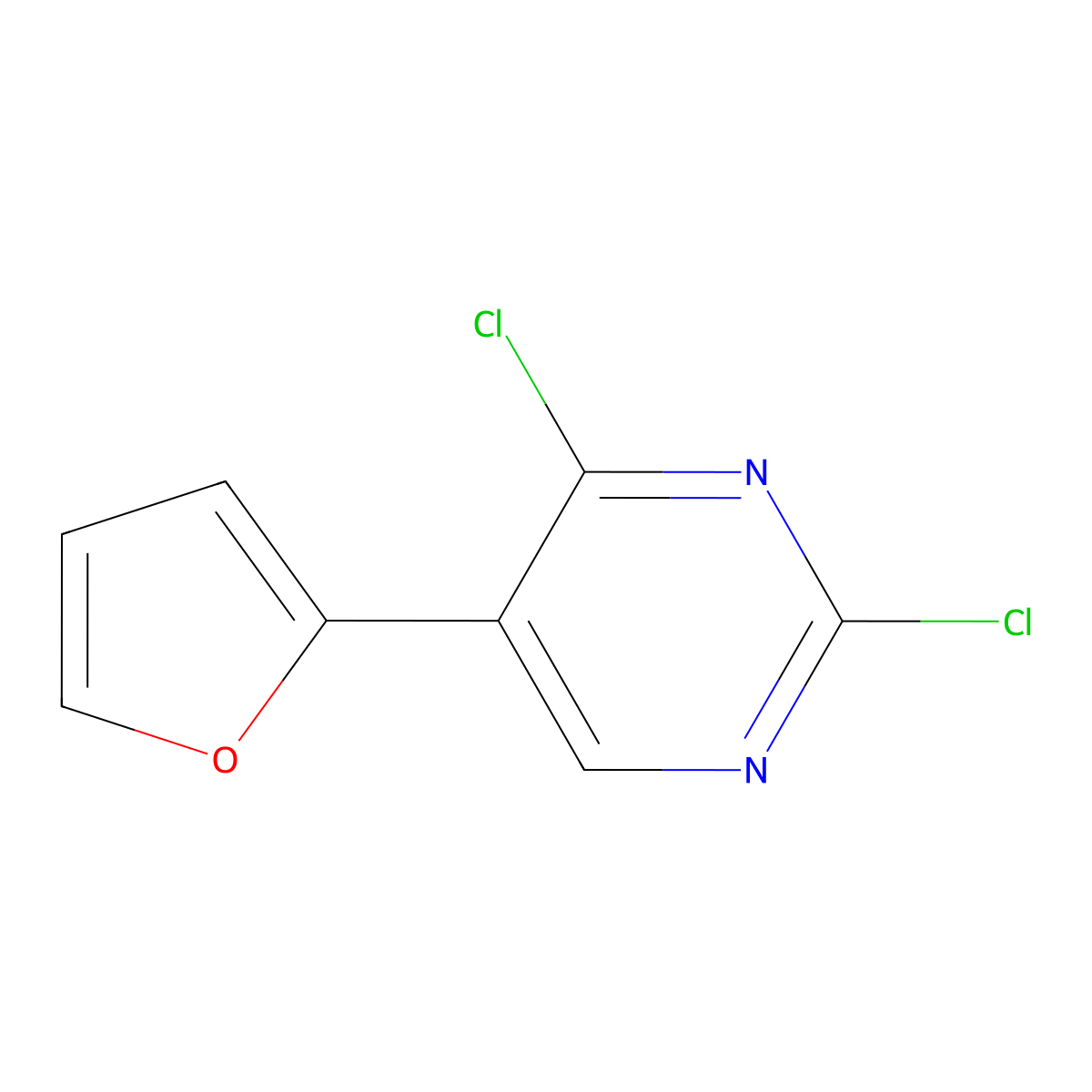 2,4-Dichloro-5-(furan-2-yl)pyrimidine molecular structure, CAS 63558-73-6
