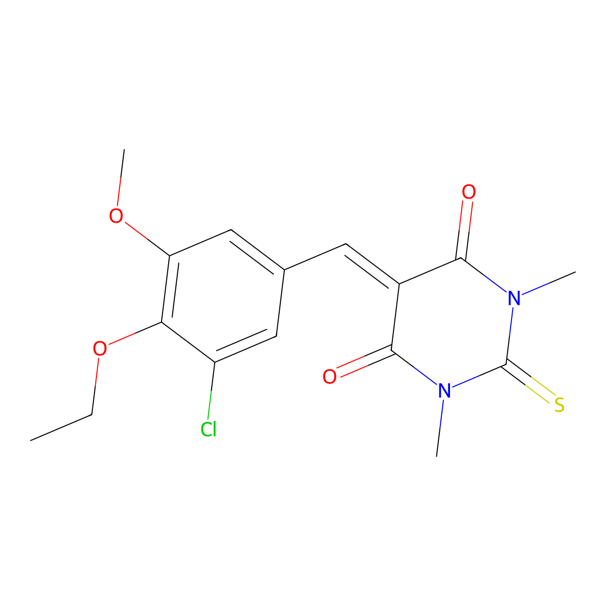 5-[(3-Chloro-4-ethoxy-5-methoxyphenyl)methylidene]-1,3-dimethyl-2-sulfanylidene-1,3-diazinane-4,6-dione molecular structure, CAS 6356-47-4