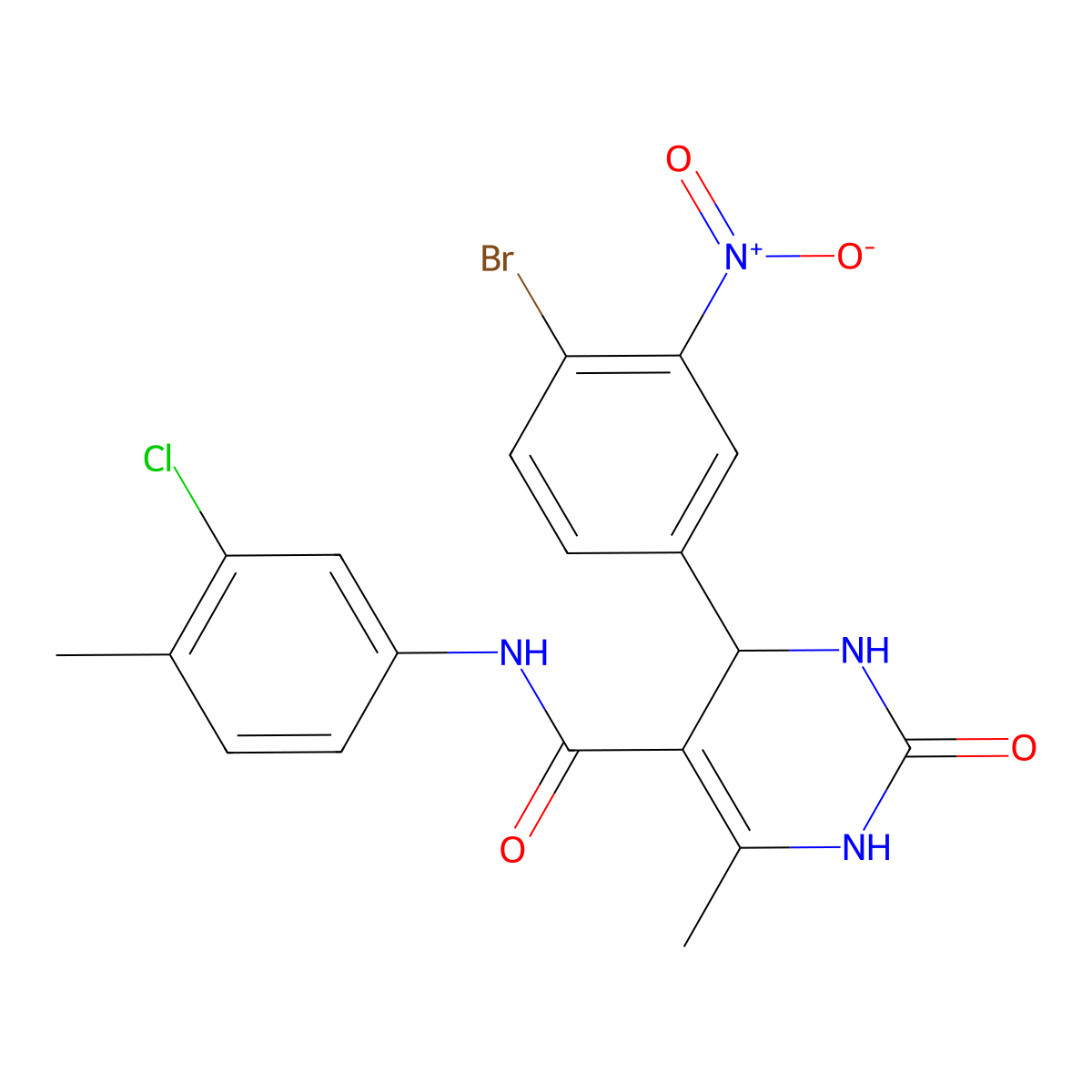 4-(4-bromo-3-nitrophenyl)-N-(3-chloro-4-methylphenyl)-6-methyl-2-oxo-3,4-dihydro-1H-pyrimidine-5-carboxamide molecular structure, CAS 6356-48-5