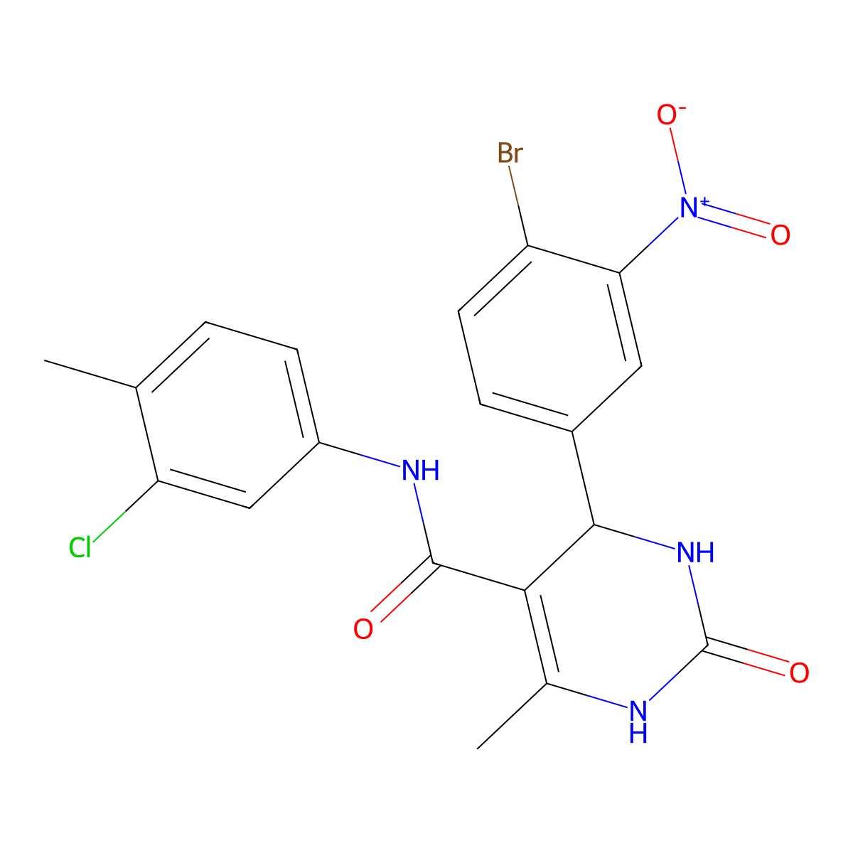 4-(4-bromo-3-nitrophenyl)-N-(3-chloro-4-methylphenyl)-6-methyl-2-oxo-3,4-dihydro-1H-pyrimidine-5-carboxamide molecular structure, CAS 6356-48-5
