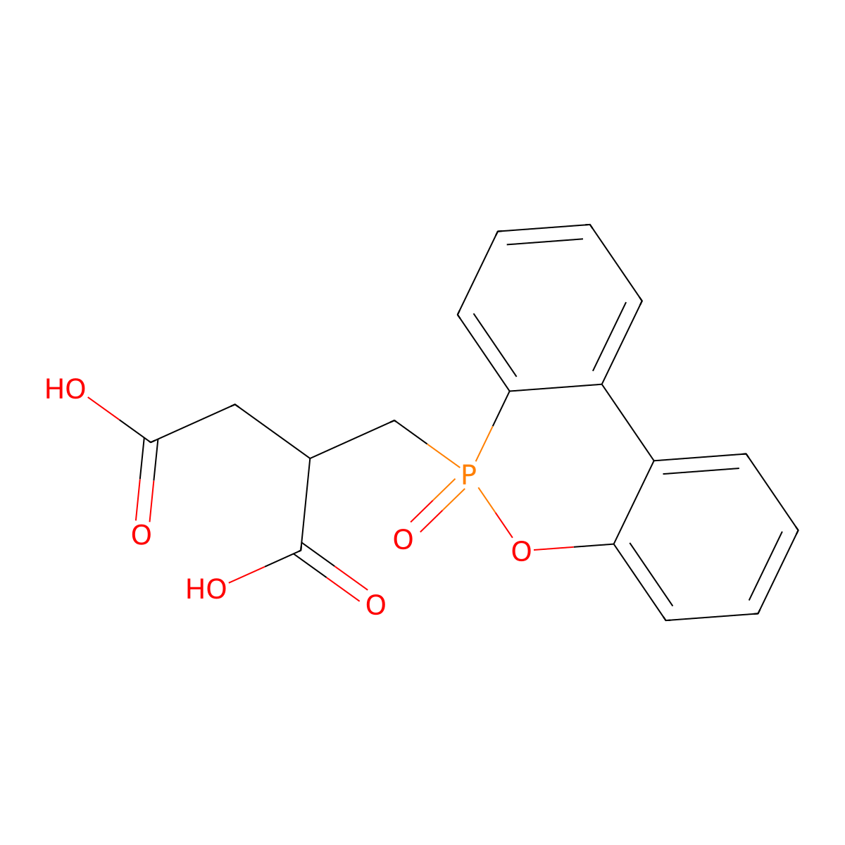 Butanedioic acid, 2-[(6-oxido-6H-dibenz[c,e][1,2]oxaphosphorin-6-yl)methyl]- molecular structure, CAS 63562-33-4