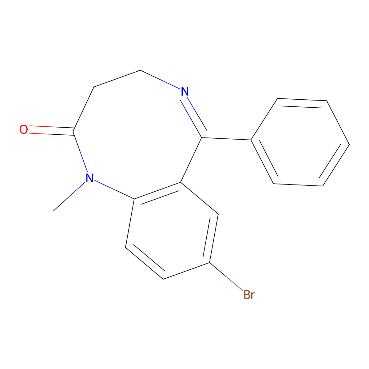 8-Bromo-1-methyl-6-phenyl-3,4-dihydro-1,5-benzodiazocin-2-one molecular structure, CAS 63563-58-6