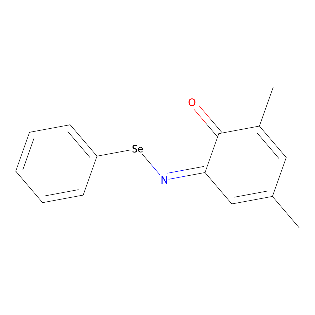 2,4-Dimethyl-6-phenylselanyliminocyclohexa-2,4-dien-1-one molecular structure, CAS 63563-63-3