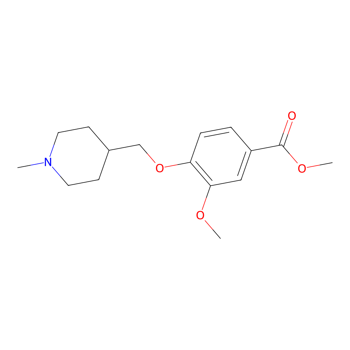 Methyl 3-methoxy-4-[(1-methylpiperidin-4-yl)methoxy]benzoate molecular structure, CAS 635678-09-0