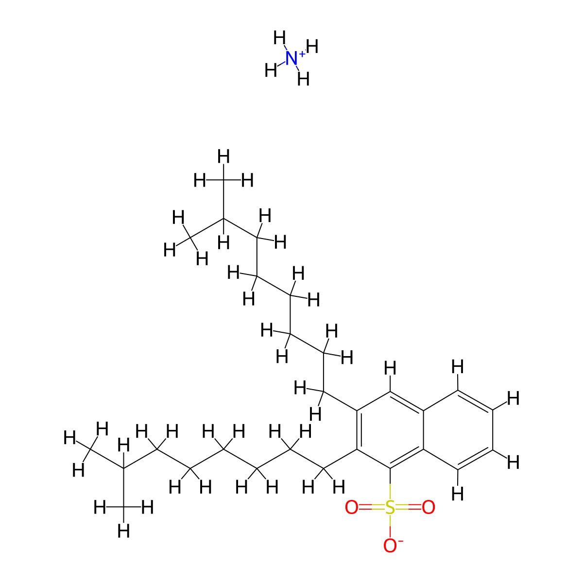 Naphthalenesulfonic acid, diisononyl-, ammonium salt (1:1) molecular structure, CAS 63568-29-6