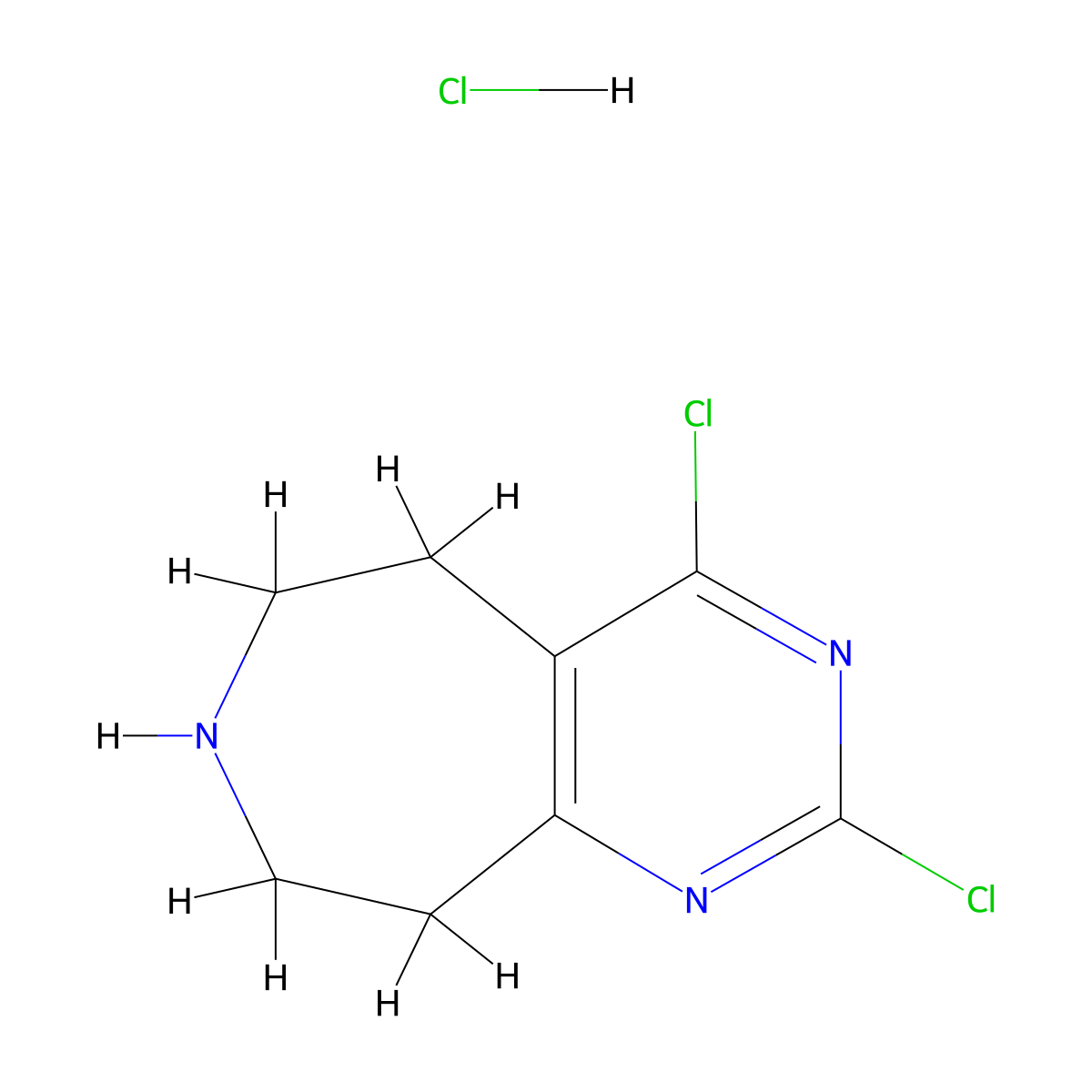 2,4-Dichloro-6,7,8,9-tetrahydro-5H-pyrimido[4,5-d]azepine hydrochloride molecular structure, CAS 635698-50-9