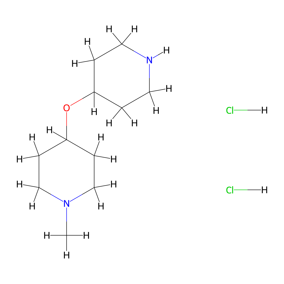 1-Methyl-4-(piperidin-4-yloxy)piperidine dihydrochloride molecular structure, CAS 635699-23-9