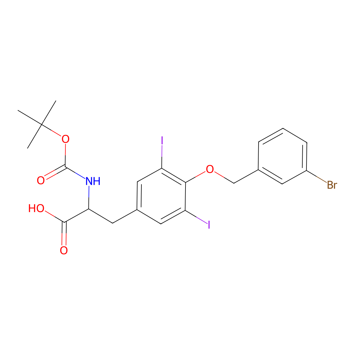 Boc-3,5-diiodo-tyr(3'-bromo-bzl)-OH molecular structure, CAS 63570-43-4