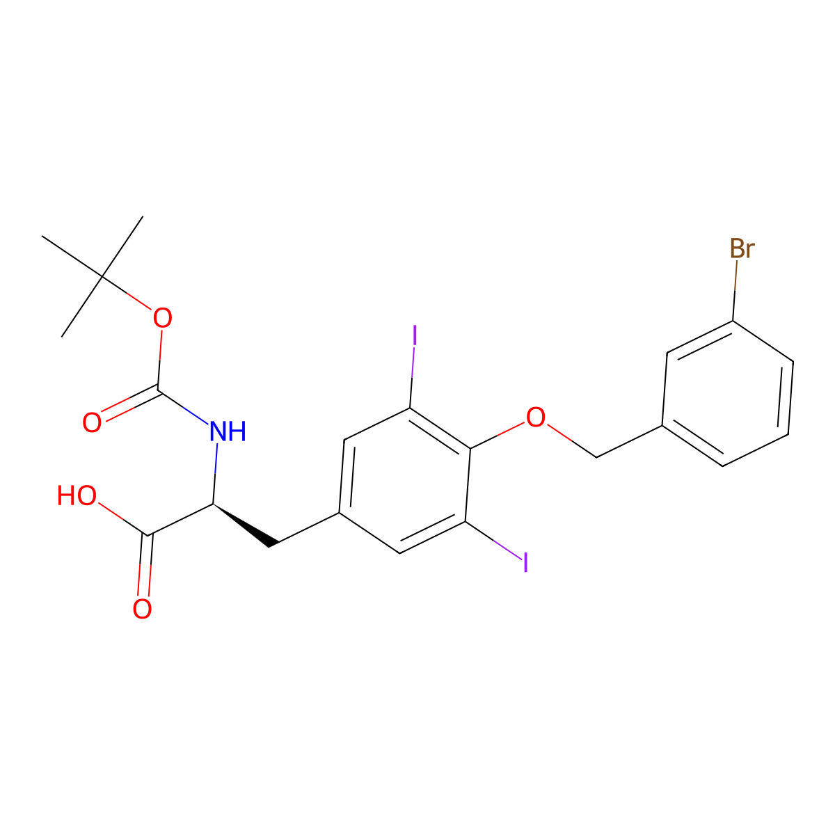 Boc-3,5-diiodo-tyr(3'-bromo-bzl)-OH molecular structure, CAS 63570-43-4