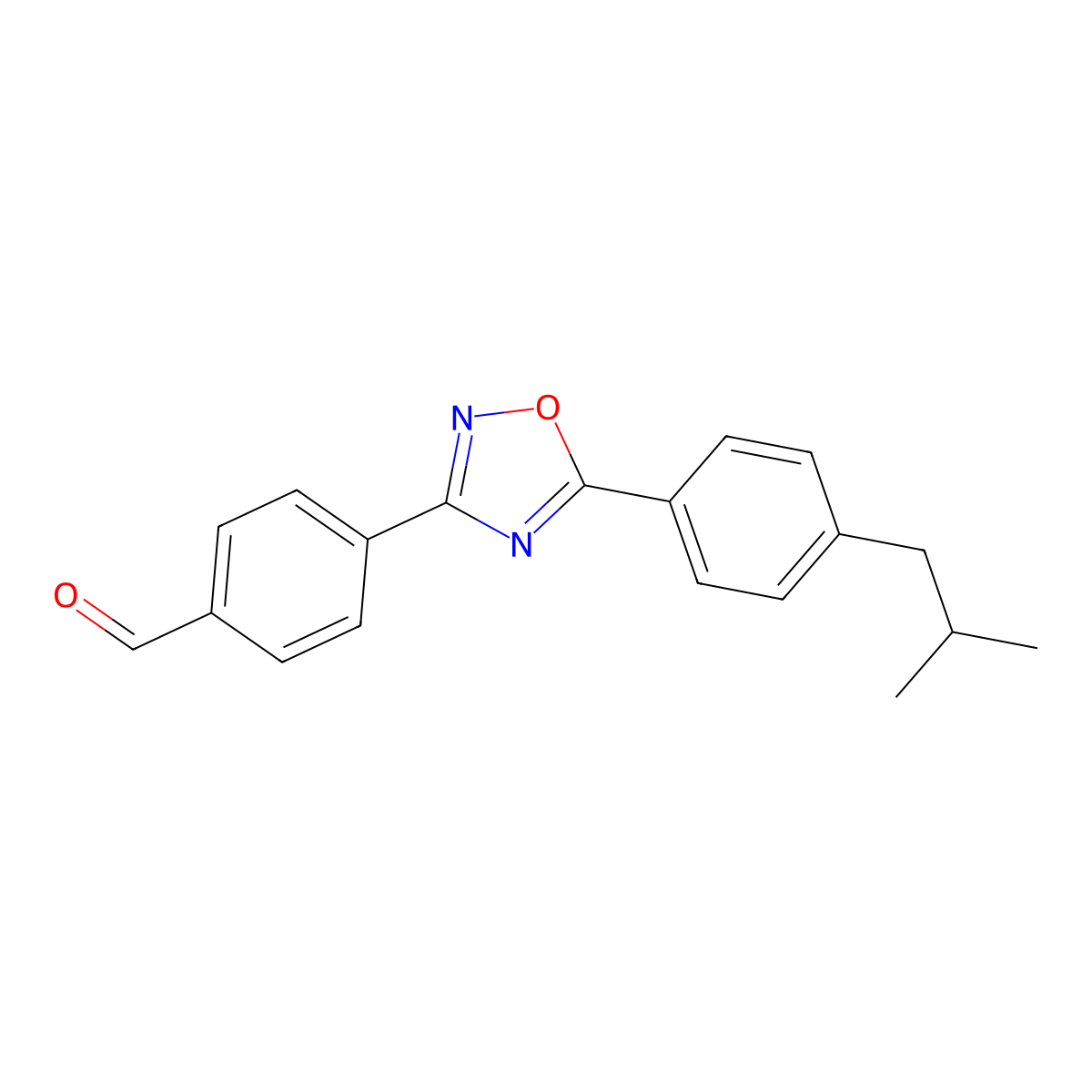 4-[5-[4-(2-Methylpropyl)phenyl]-1,2,4-oxadiazol-3-YL]benzaldehyde molecular structure, CAS 635701-88-1
