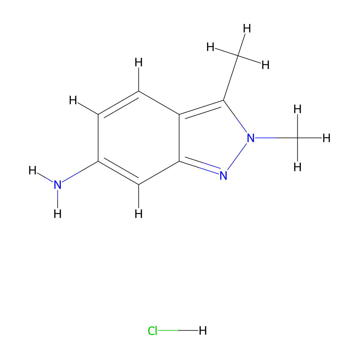 2,3-Dimethyl-6-amino-2H-indazole hydrochloride molecular structure, CAS 635702-60-2