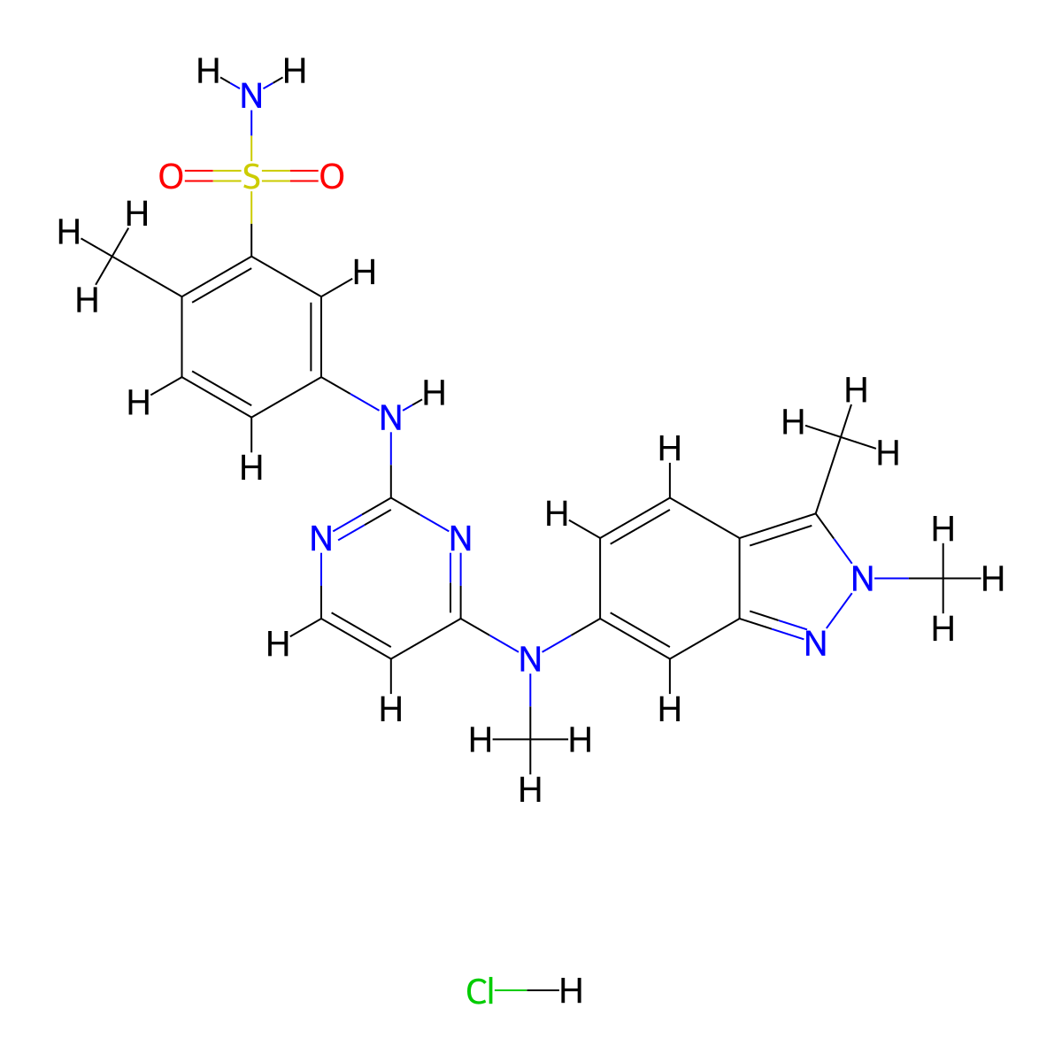 Pazopanib Hydrochloride molecular structure, CAS 635702-64-6