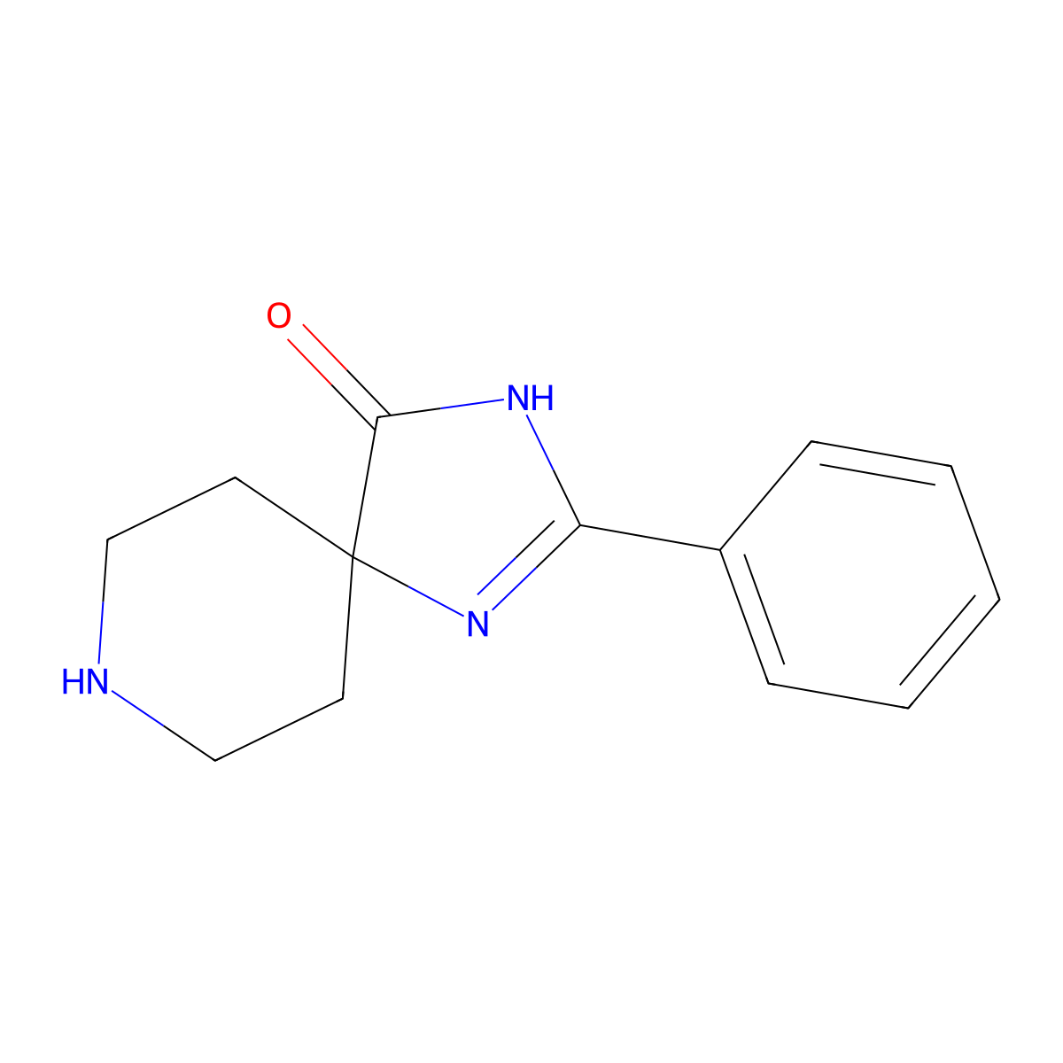 2-phenyl-1,3,8-Triazaspiro[4.5]dec-1-en-4-one molecular structure, CAS 635713-69-8