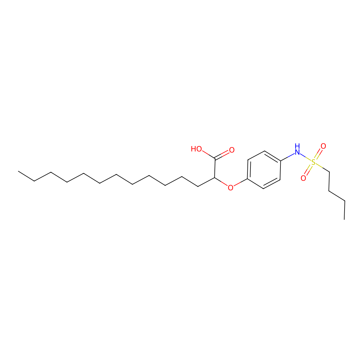 Tetradecanoic acid, 2-[4-[(butylsulfonyl)amino]phenoxy]- molecular structure, CAS 63573-57-9