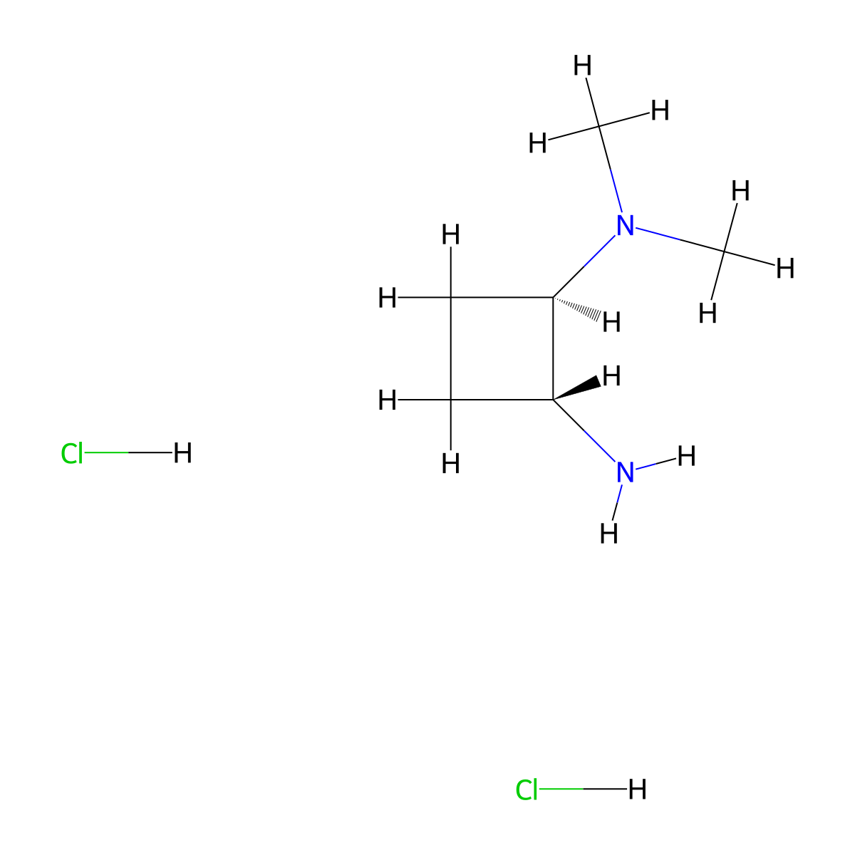 rac-(1R,2R)-N1,N1-dimethylcyclobutane-1,2-diamine dihydrochloride molecular structure, CAS 63574-71-0