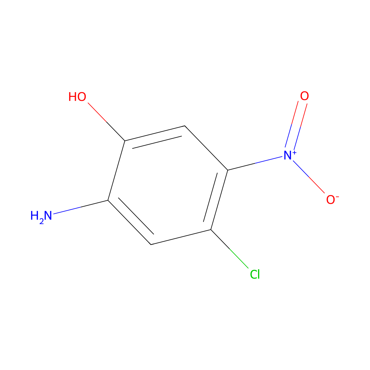 2-Amino-4-chloro-5-nitrophenol molecular structure, CAS 6358-07-2