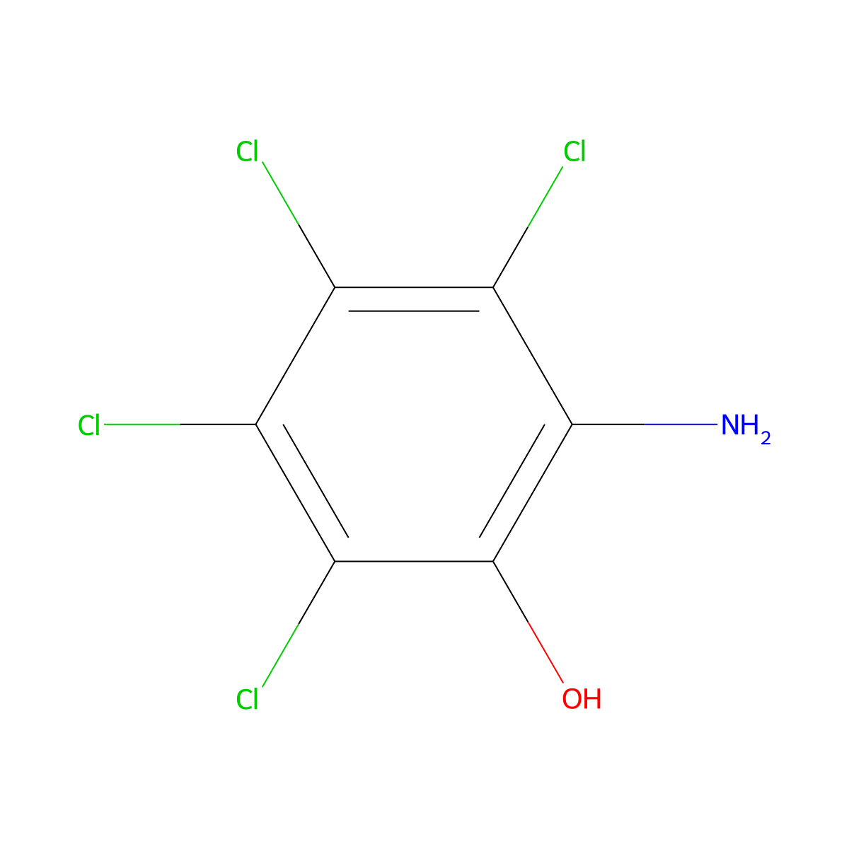 2-Amino-3,4,5,6-tetrachlorophenol molecular structure, CAS 6358-13-0