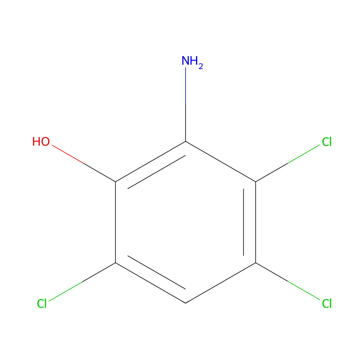 2-Amino-3,4,6-trichlorophenol molecular structure, CAS 6358-15-2