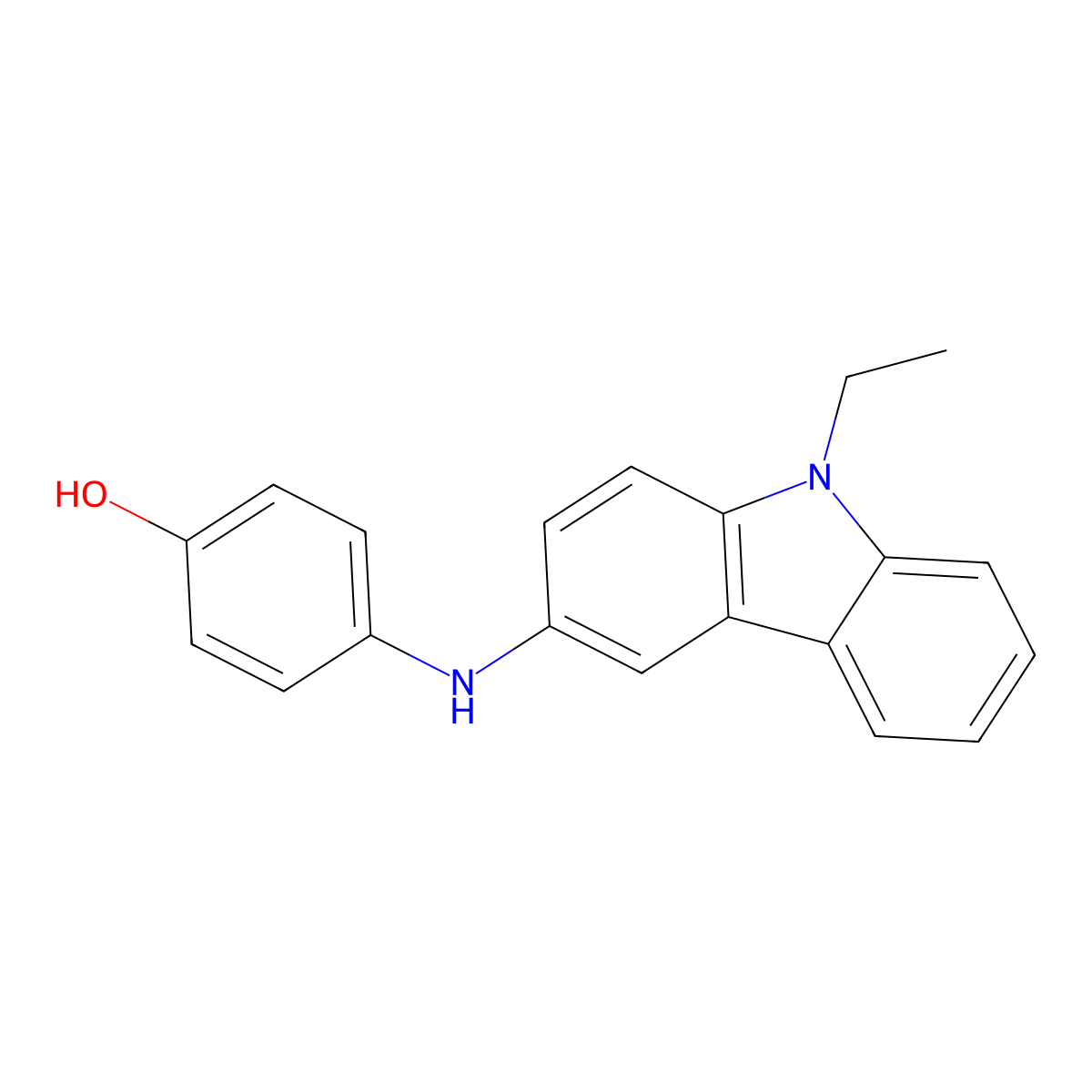 4-((9-ethyl-9H-carbazol-3-yl)amino)phenol molecular structure, CAS 6358-26-5