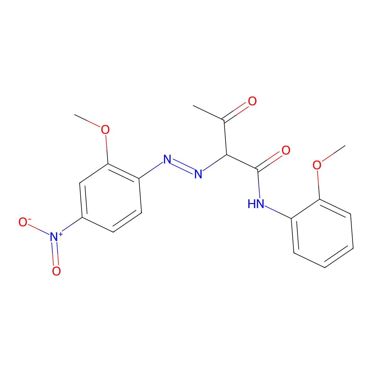 Butanamide, 2-((2-methoxy-4-nitrophenyl)azo)-N-(2-methoxyphenyl)-3-oxo- molecular structure, CAS 6358-31-2