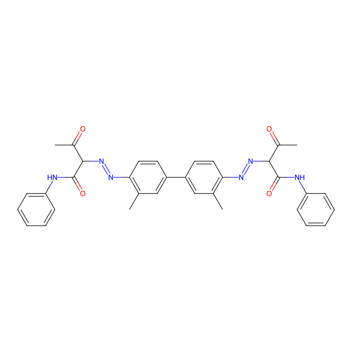 Butanamide, 2,2'-[(3,3'-dimethyl[1,1'-biphenyl]-4,4'-diyl)bis(2,1-diazenediyl)]bis[3-oxo-N-phenyl- molecular structure, CAS 6358-88-9