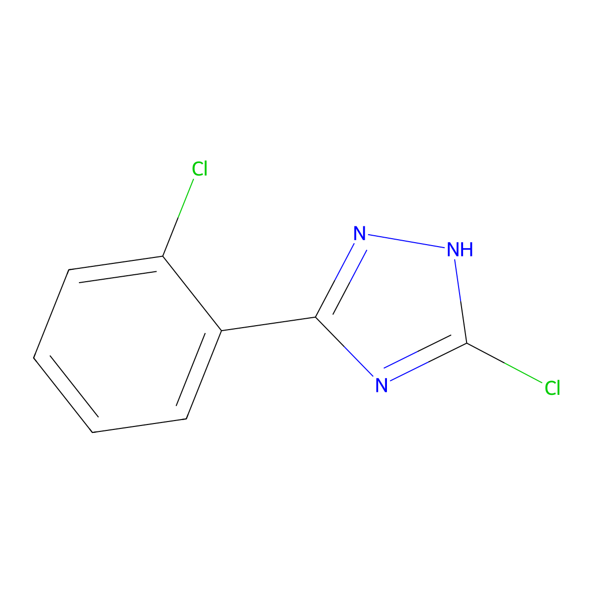 3-chloro-5-(2-chlorophenyl)-1H-1,2,4-triazole molecular structure, CAS 63580-19-8