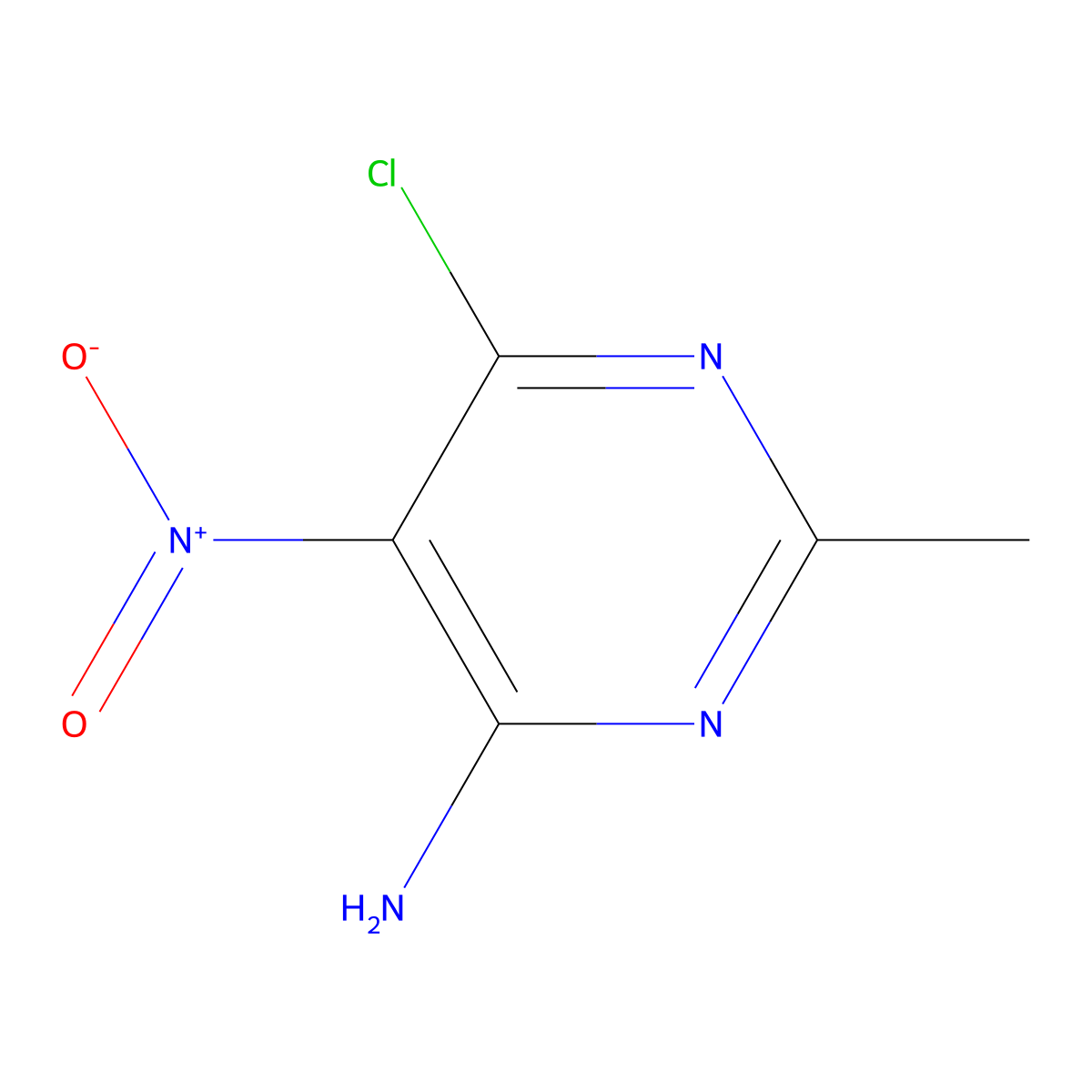 6-Chloro-2-methyl-5-nitropyrimidin-4-amine molecular structure, CAS 63586-33-4
