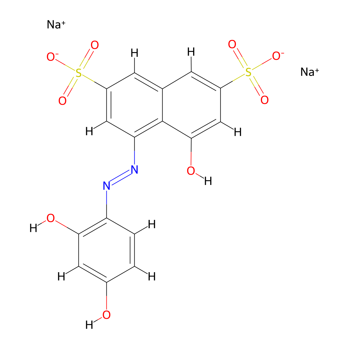2,7-Naphthalenedisulfonic acid, 4-(2-(2,4-dihydroxyphenyl)diazenyl)-5-hydroxy-, sodium salt (1:2) molecular structure, CAS 63589-22-0