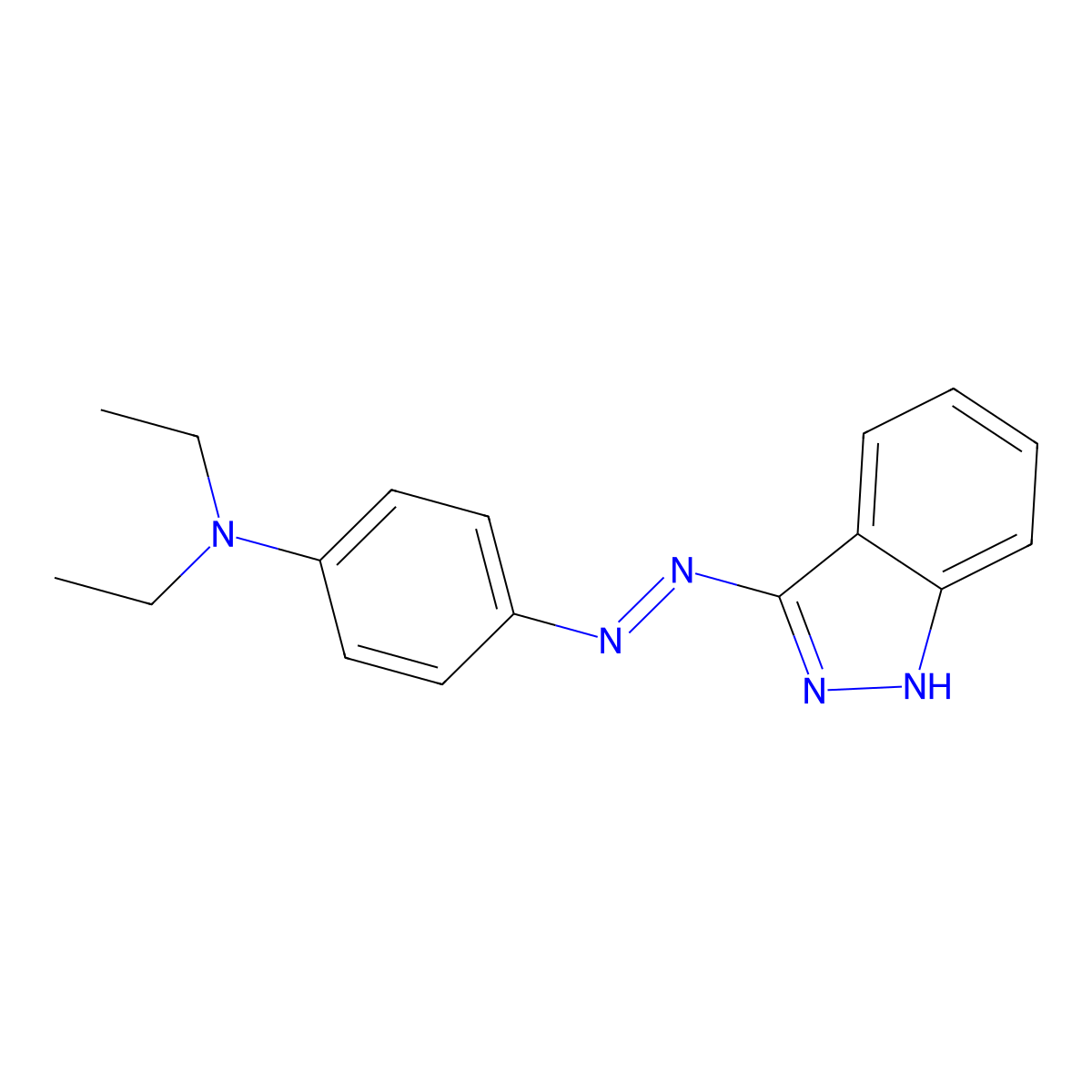 Benzenamine, N,N-diethyl-4-(1H-indazol-3-ylazo)- molecular structure, CAS 63589-29-7