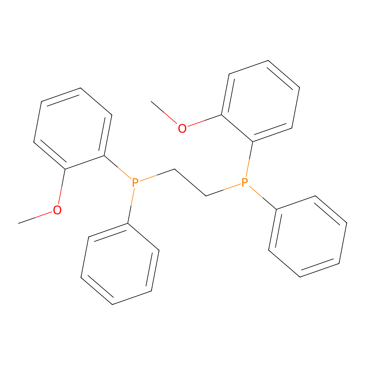 1,2-Bis[(2-methoxyphenyl)phenylphosphino]ethane molecular structure, CAS 63589-61-7