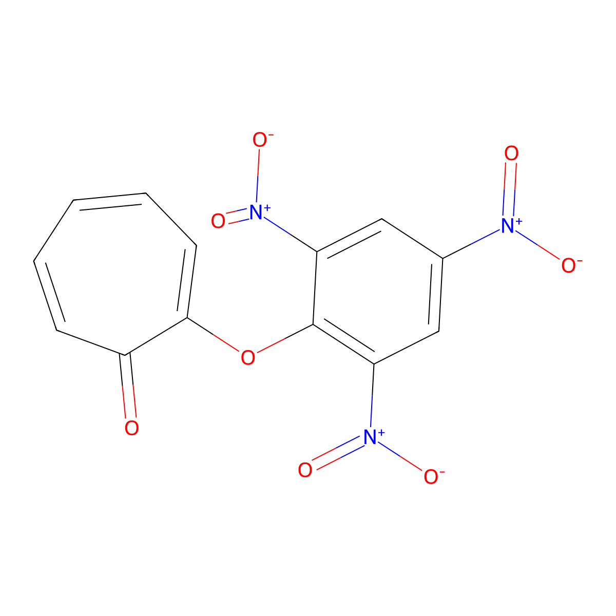 2-(2,4,6-Trinitrophenoxy)cyclohepta-2,4,6-trien-1-one molecular structure, CAS 63591-35-5
