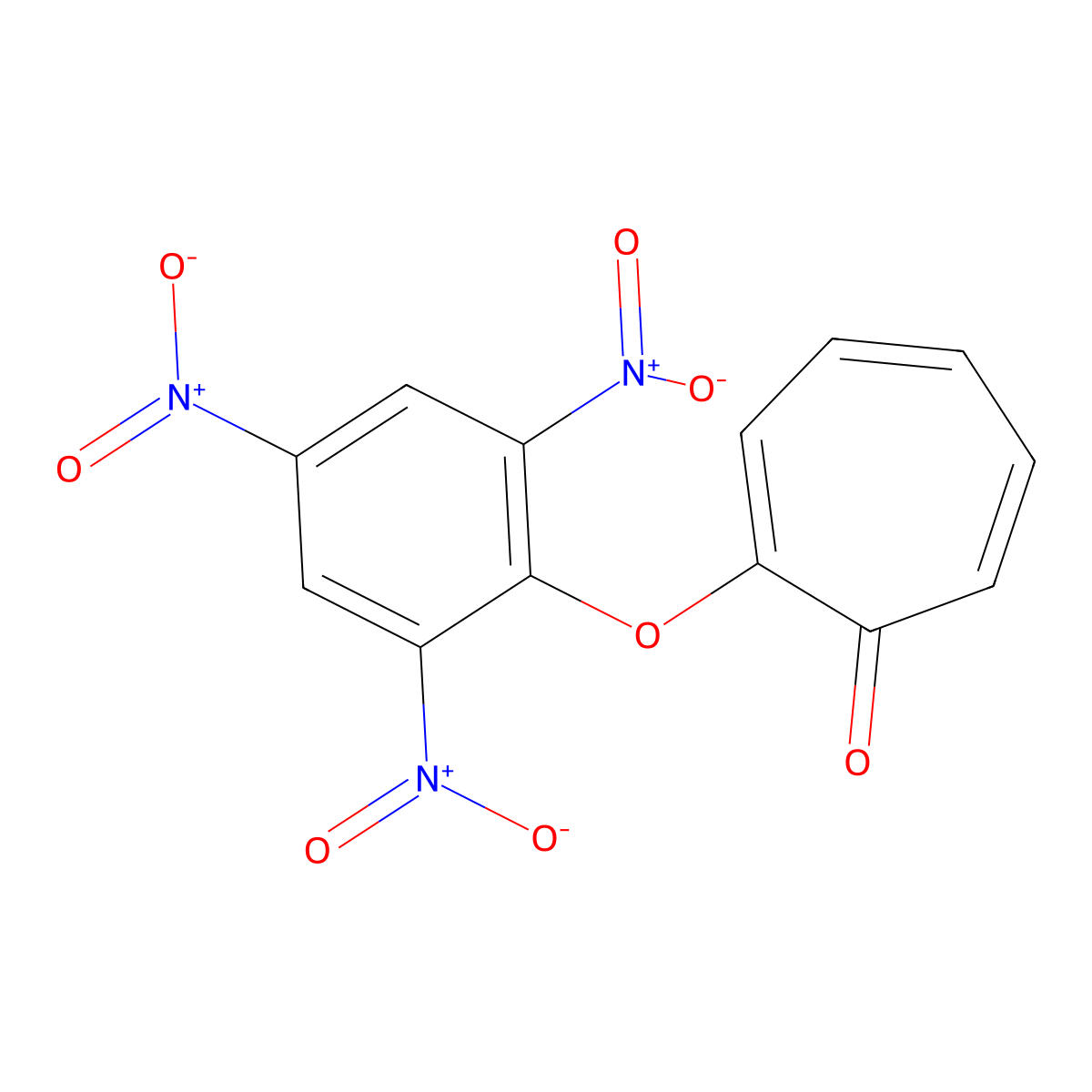 2-(2,4,6-Trinitrophenoxy)cyclohepta-2,4,6-trien-1-one molecular structure, CAS 63591-35-5