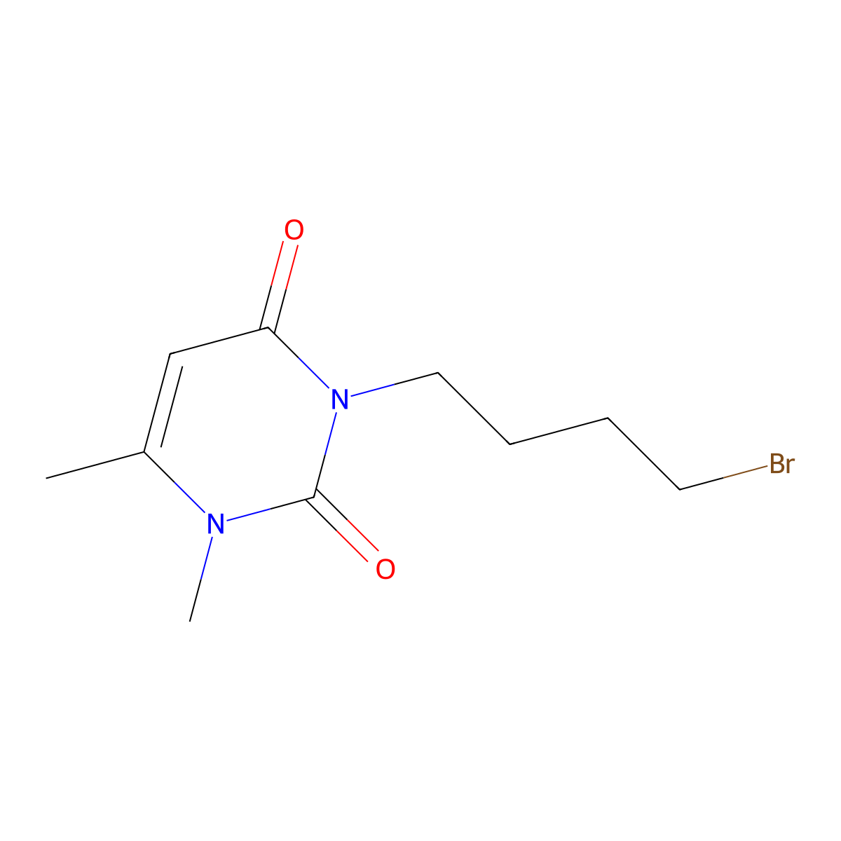 3-(4-bromobutyl)-1,6-dimethylpyrimidine-2,4(1H,3H)-dione molecular structure, CAS 63594-12-7